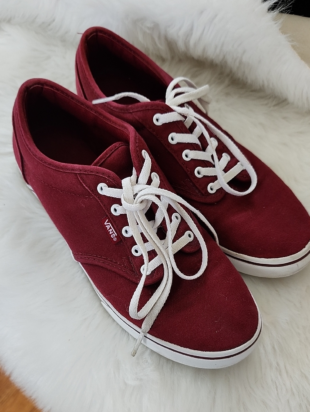 Vans Women's Maroon Canvas Lace-Up Sneakers, 8